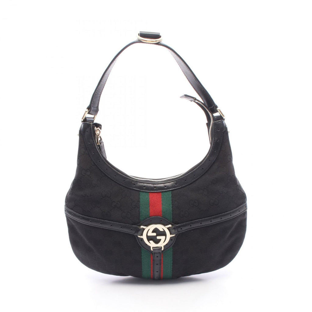 Gucci Shoulder Bag Interlocking GG Canvas Black Sherry Line