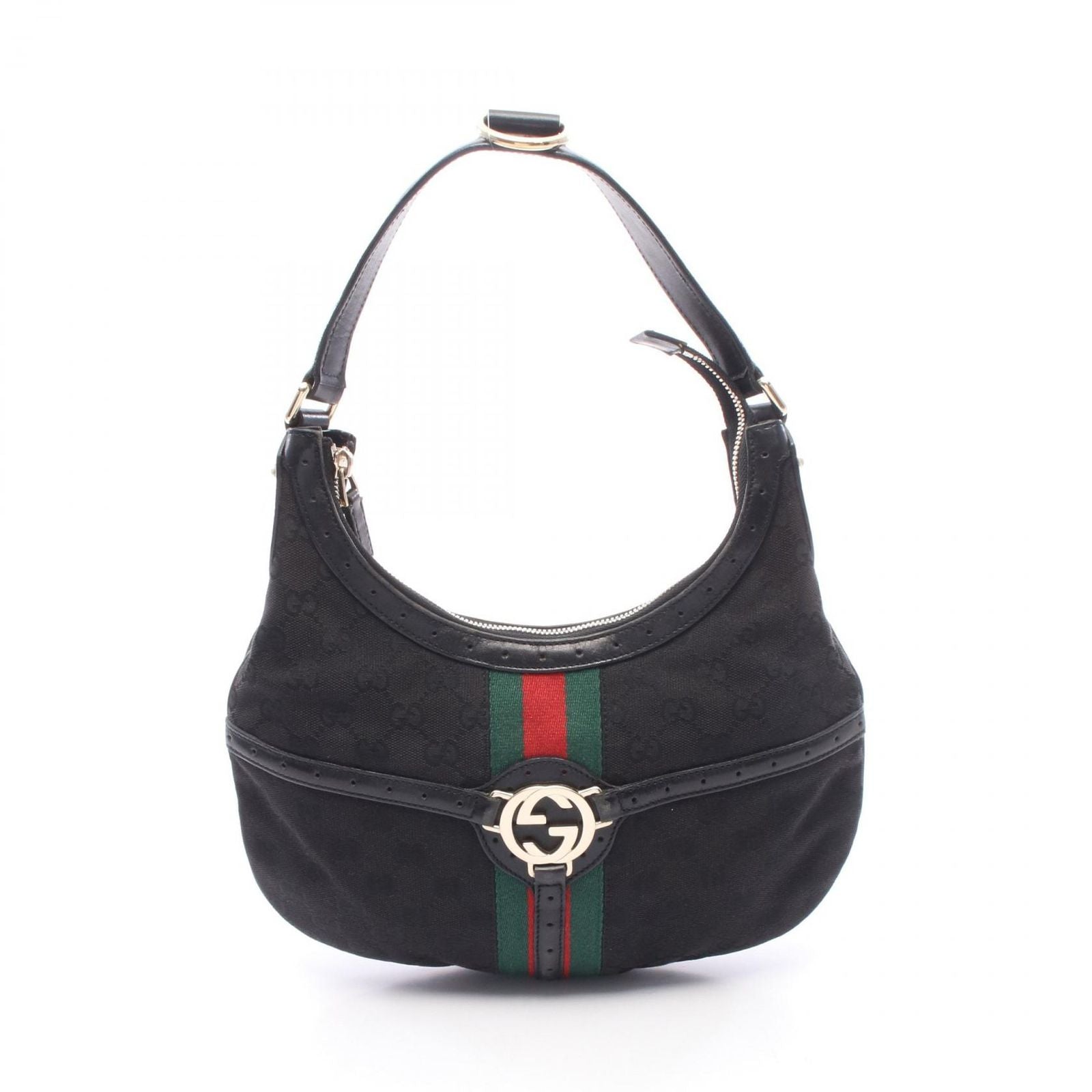 Gucci Shoulder Bag Interlocking GG Canvas Black Sherry Line
