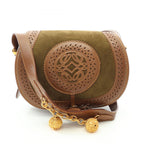 Loewe Shoulder Bag Seville Collection Anagram Khaki Brown Suede Leather