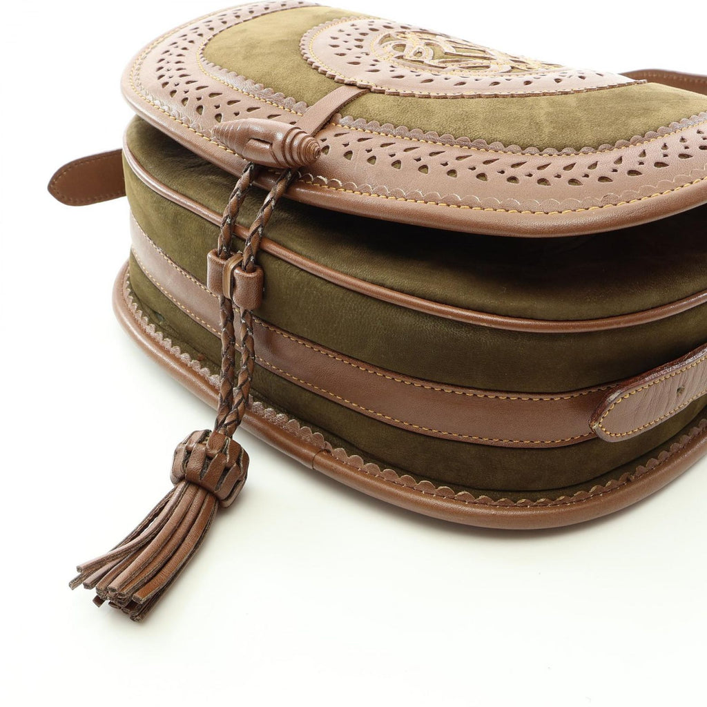 Loewe Shoulder Bag Seville Collection Anagram Khaki Brown Suede Leather — view 7