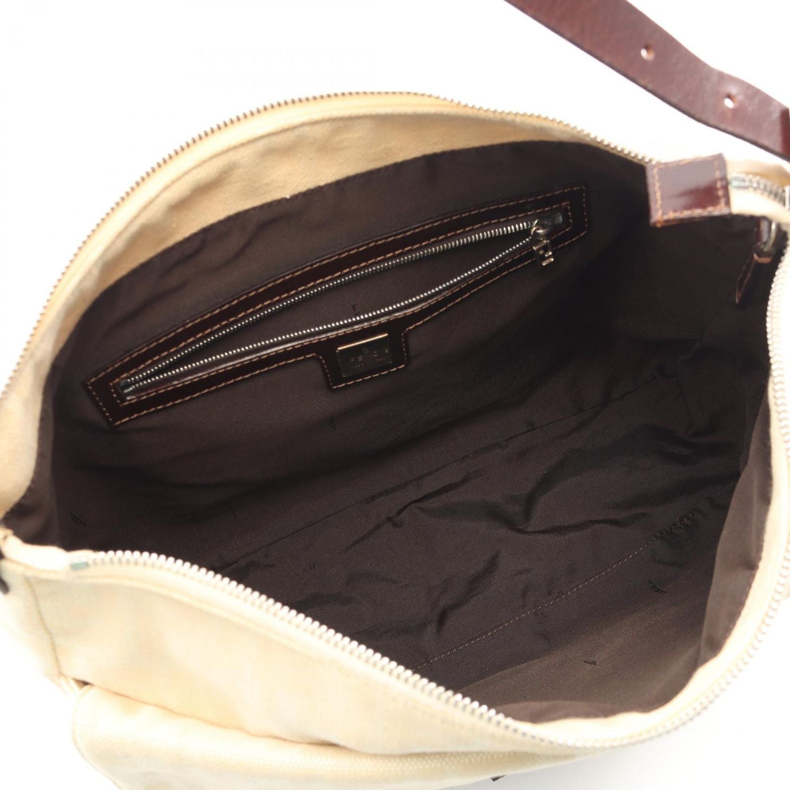 Fendi Shoulder Bag Mamma Bucket Zucca Beige Brown Canvas Leather — view 3