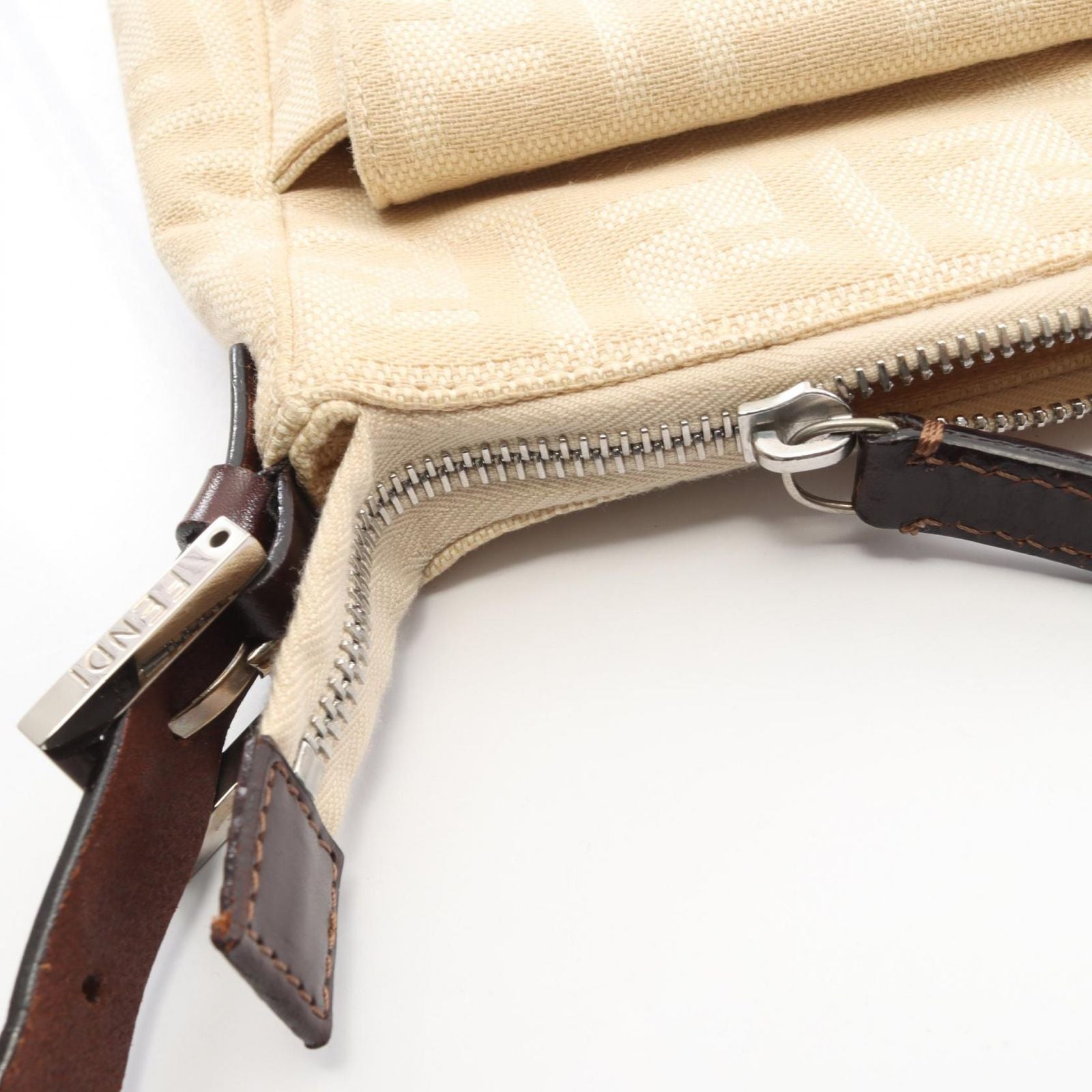 Fendi Shoulder Bag Mamma Bucket Zucca Beige Brown Canvas Leather — view 8