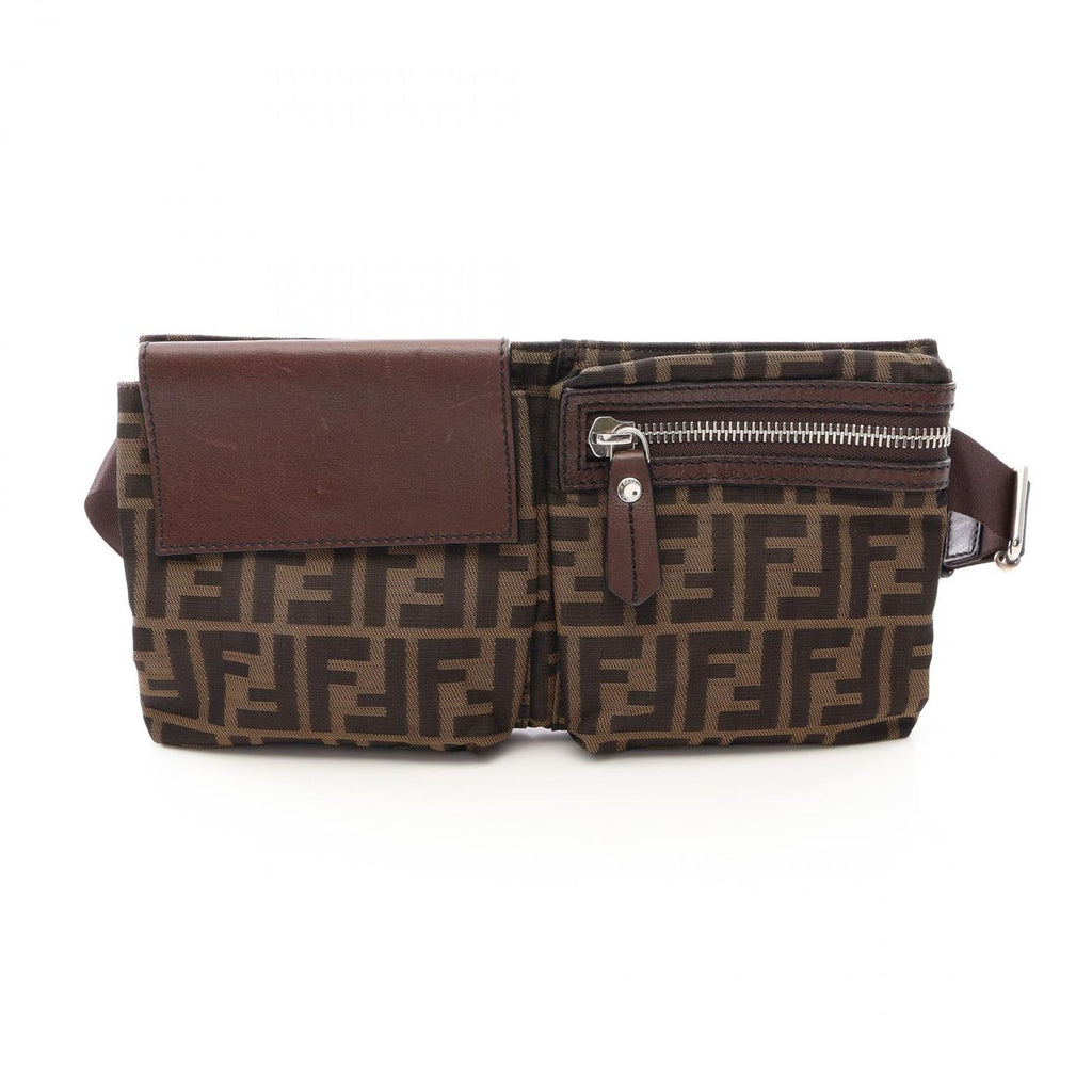 Fendi Waist Bag Zucca Brown Canvas Leather