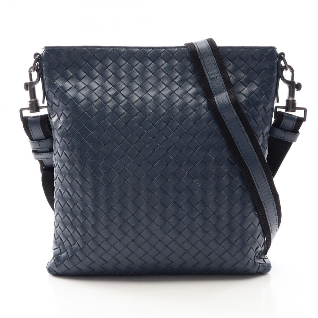 Bottega Veneta Shoulder Bag Intrecciato Navy Leather