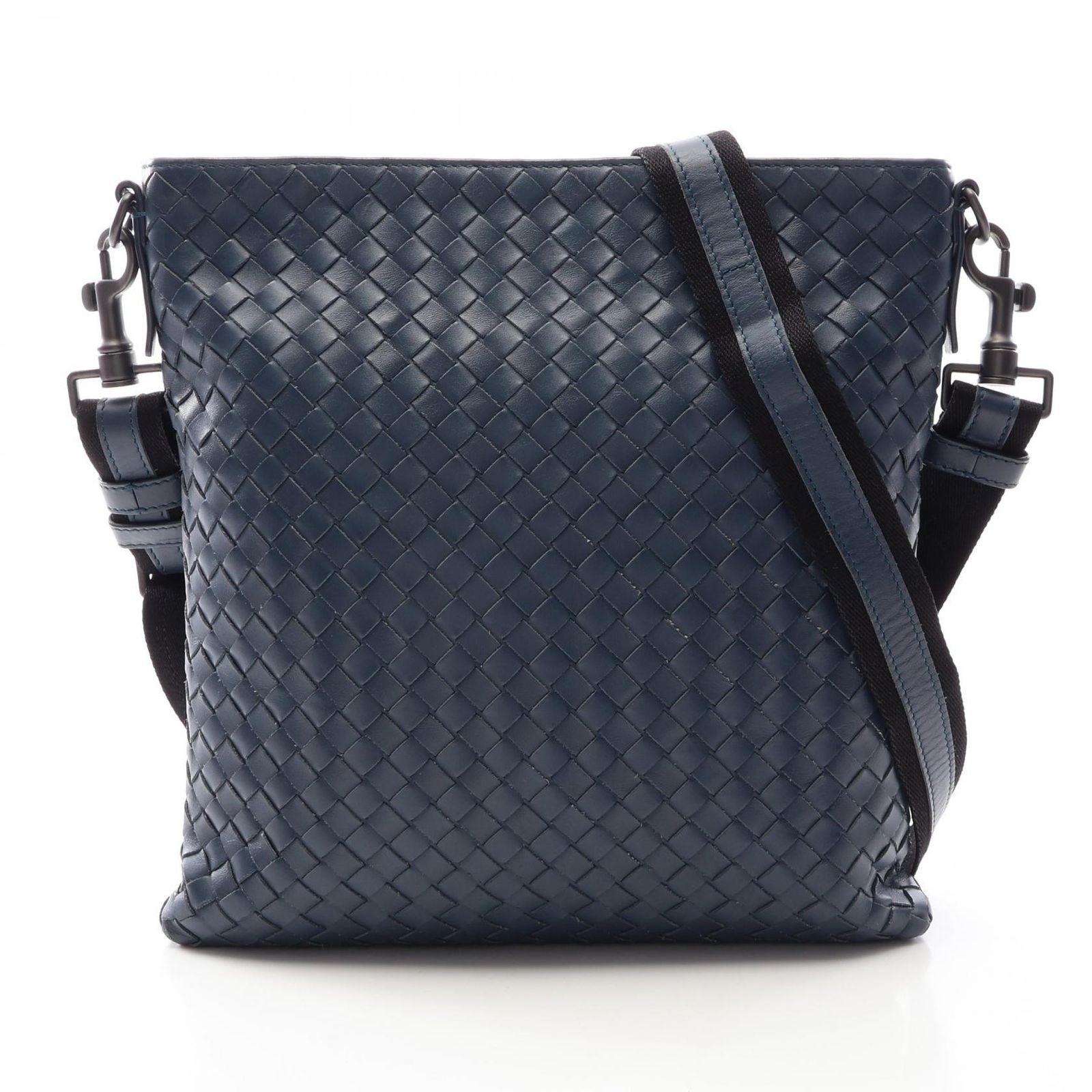 Bottega Veneta Shoulder Bag Intrecciato Navy Leather