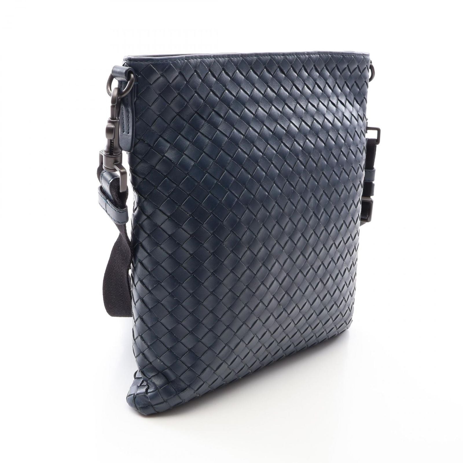 Bottega Veneta Shoulder Bag Intrecciato Navy Leather — view 2
