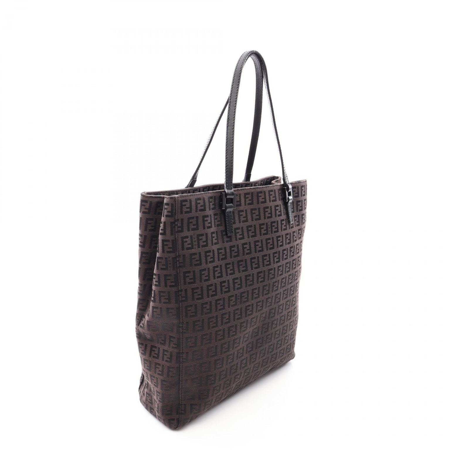 Fendi Tote Zucchino Dark Brown Canvas Leather — view 2