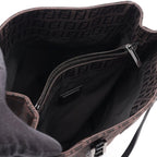 Fendi Tote Zucchino Dark Brown Canvas Leather — view 3