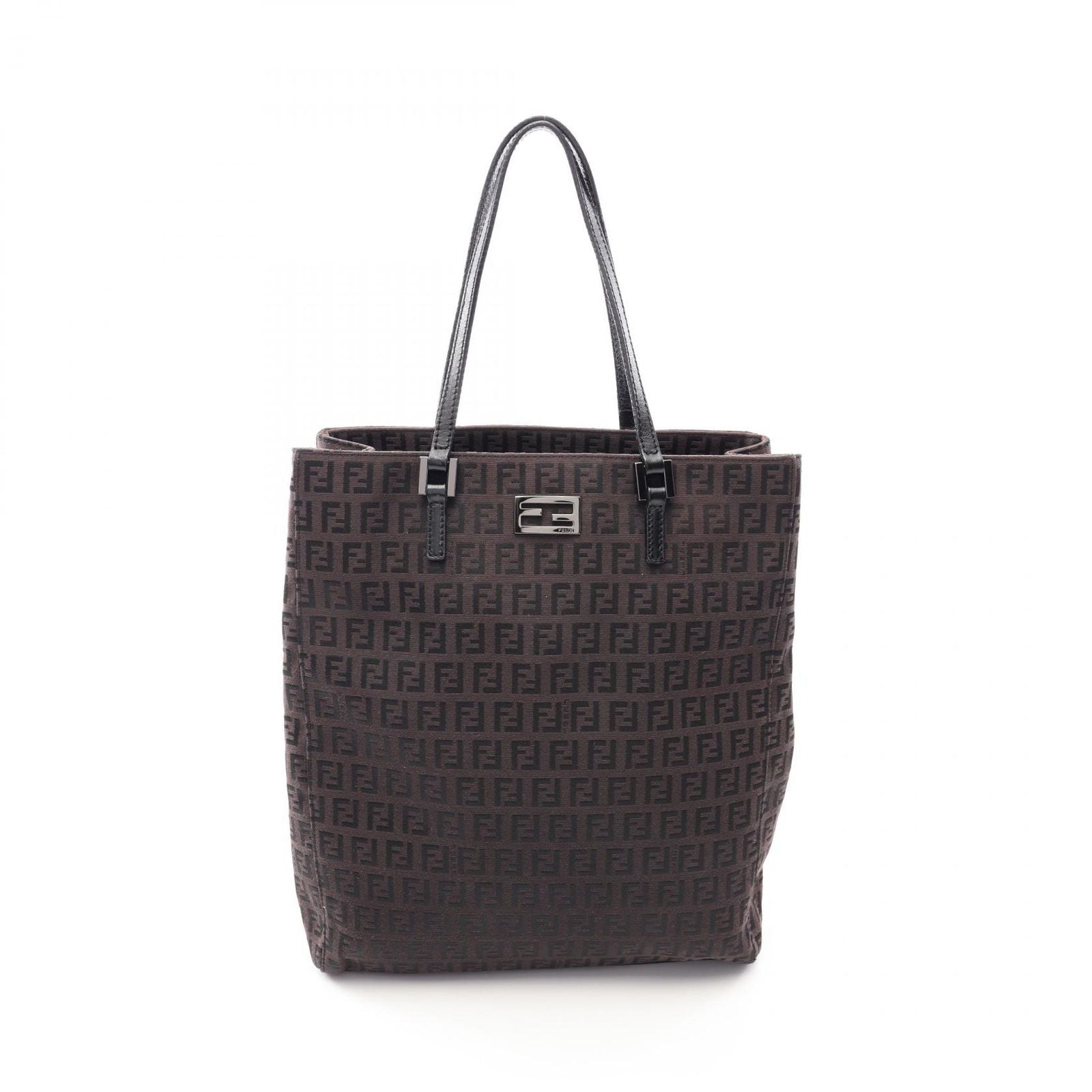 Fendi Tote Zucchino Dark Brown Canvas Leather