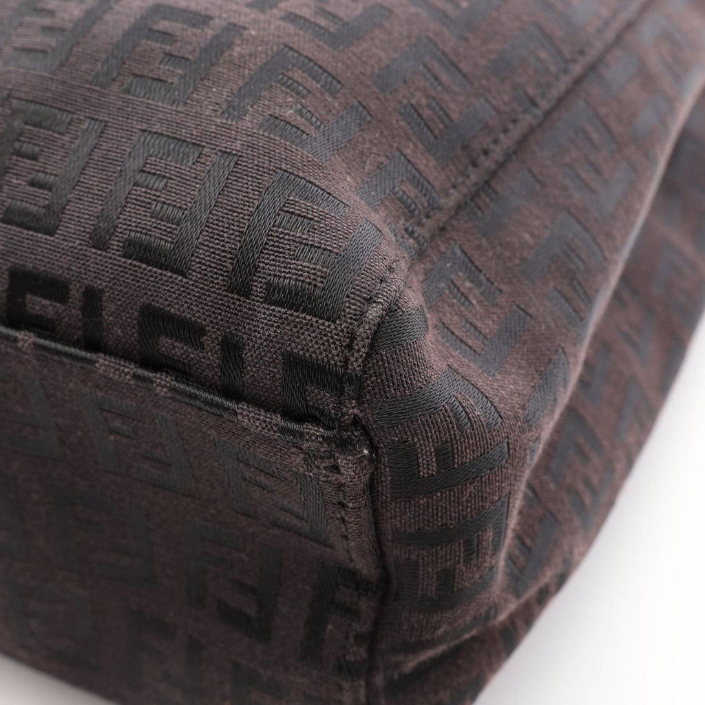 Fendi Tote Zucchino Dark Brown Canvas Leather — view 6
