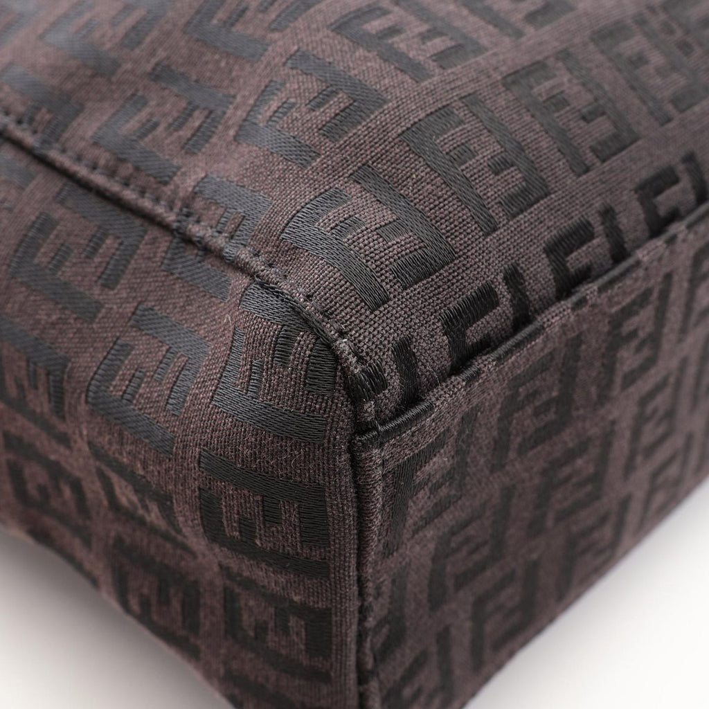 Fendi Tote Zucchino Dark Brown Canvas Leather — view 5