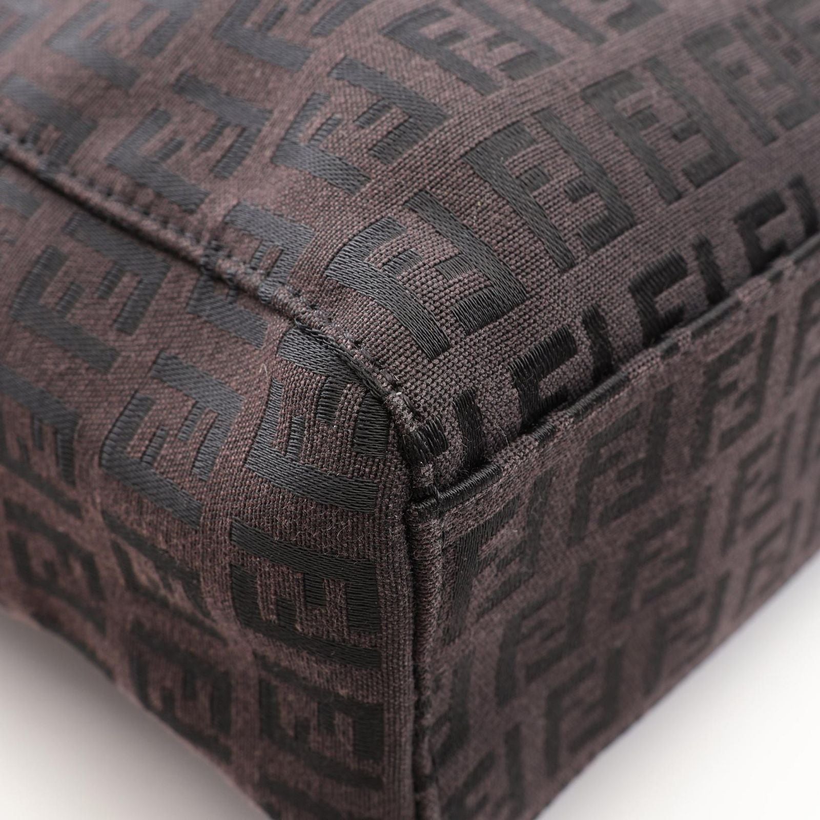 Fendi Tote Zucchino Dark Brown Canvas Leather — view 5