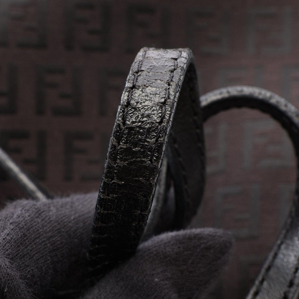 Fendi Tote Zucchino Dark Brown Canvas Leather — view 8