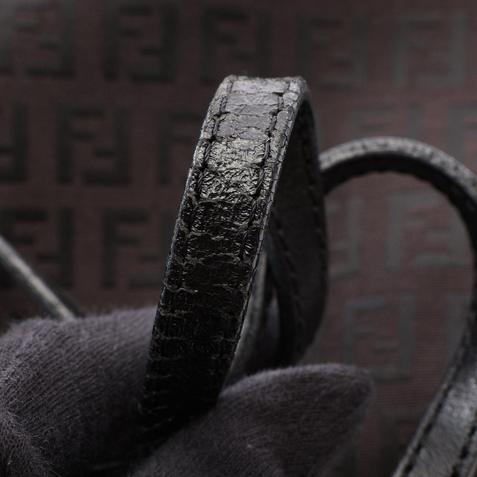 Fendi Tote Zucchino Dark Brown Canvas Leather — view 8