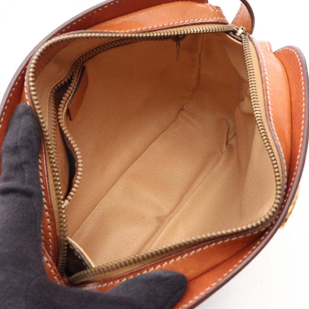 Celine Shoulder Bag Macadam Brown Canvas Leather — view 3