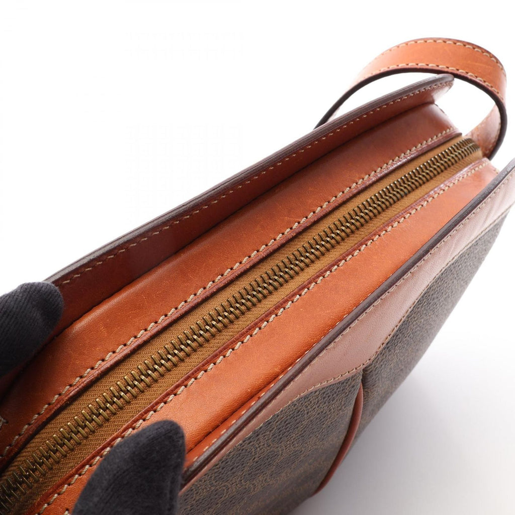 Celine Shoulder Bag Macadam Brown Canvas Leather — view 6