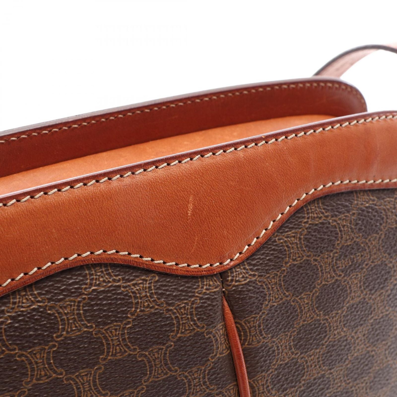 Celine Shoulder Bag Macadam Brown Canvas Leather — view 5