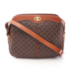 Celine Shoulder Bag Macadam Brown Canvas Leather