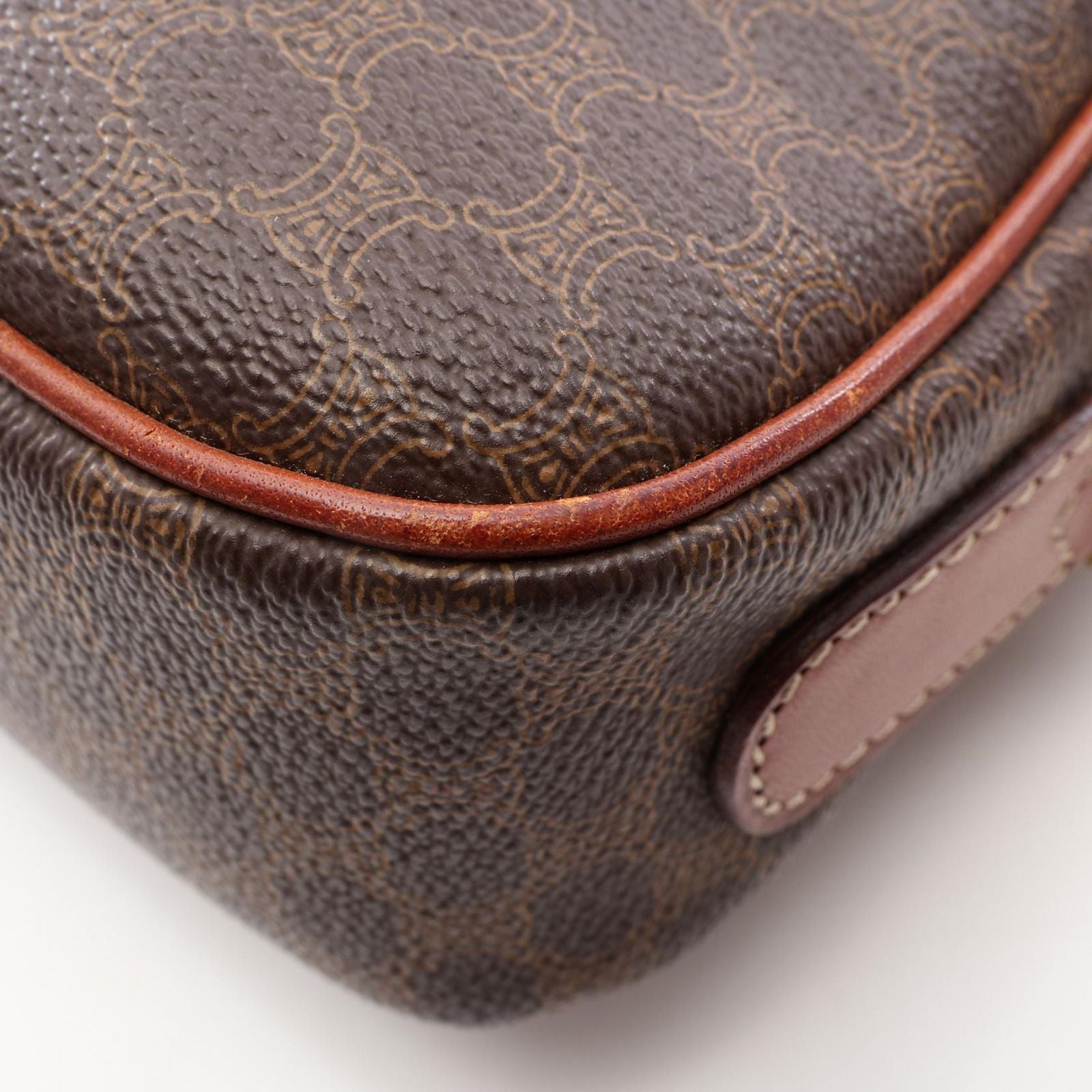Celine Shoulder Bag Macadam Brown Canvas Leather — view 7