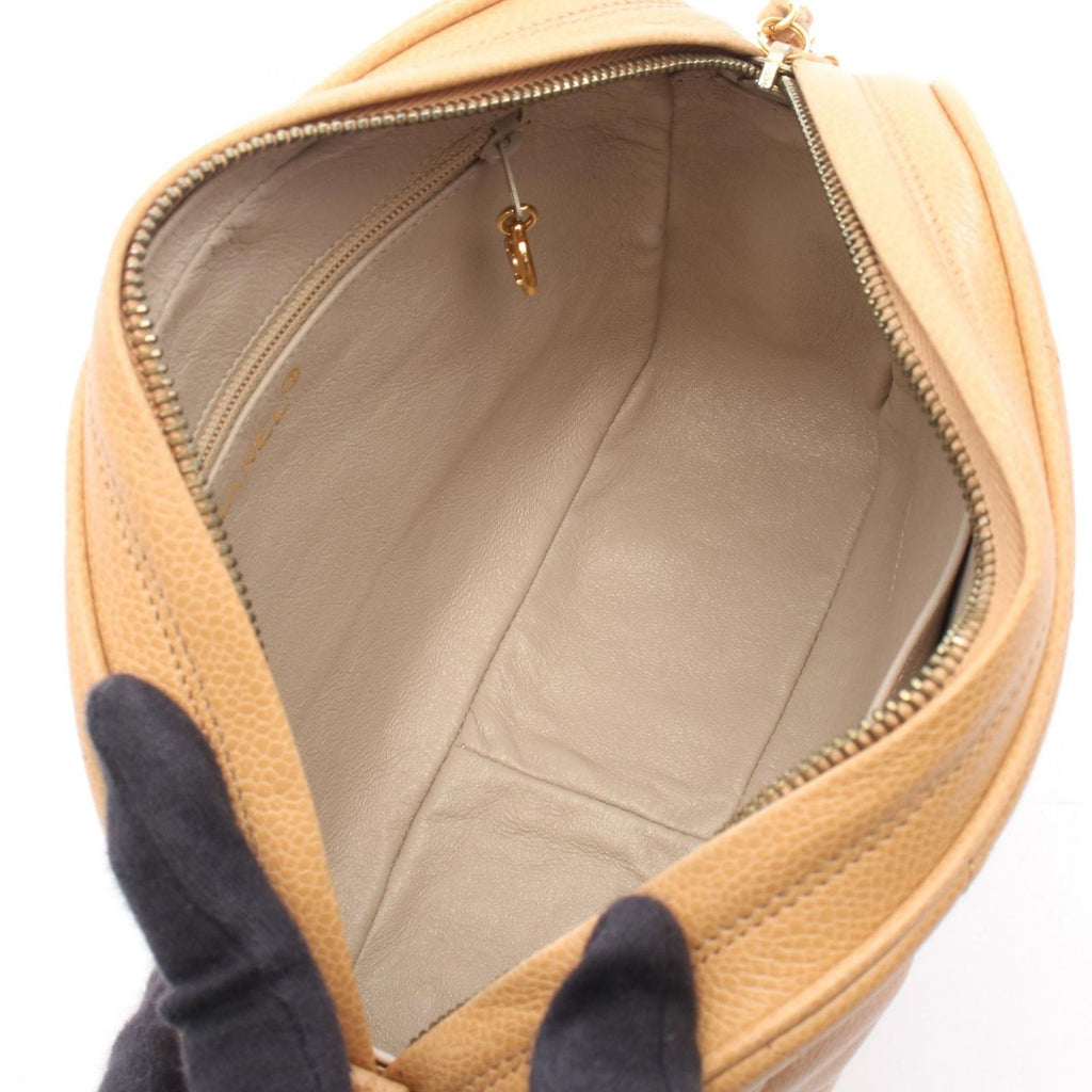 Chanel Shoulder Bag Quilted Beige Caviar Leather Chain — view 3