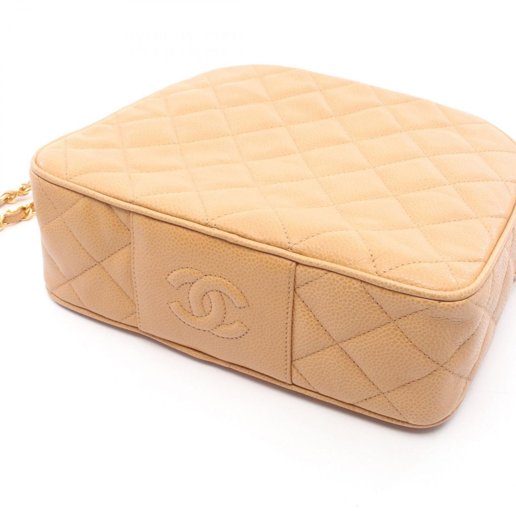 Chanel Shoulder Bag Quilted Beige Caviar Leather Chain — view 7