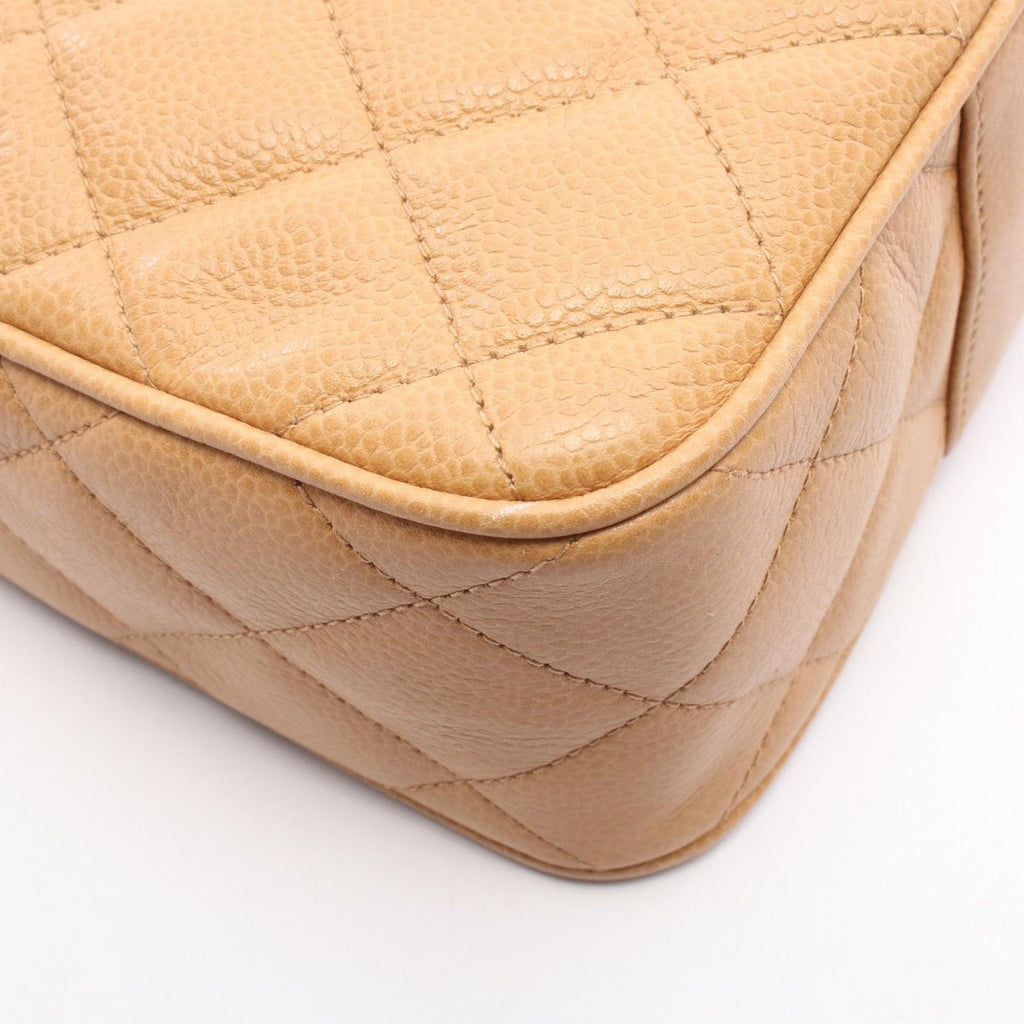 Chanel Shoulder Bag Quilted Beige Caviar Leather Chain — view 6