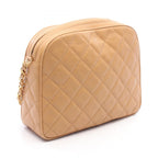 Chanel Shoulder Bag Quilted Beige Caviar Leather Chain — view 2
