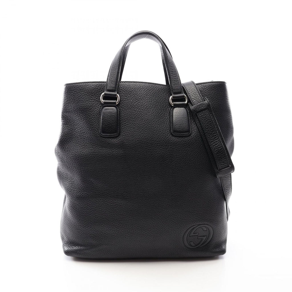 Gucci Tote Soho Interlocking 2-Way Black Leather