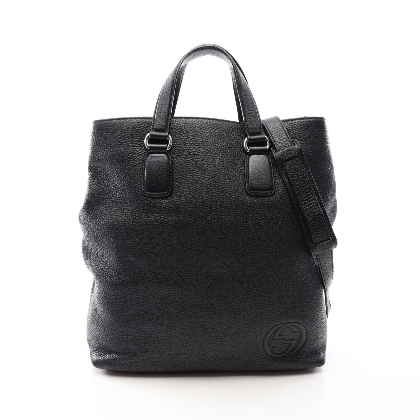 Gucci Tote Soho Interlocking 2-Way Black Leather