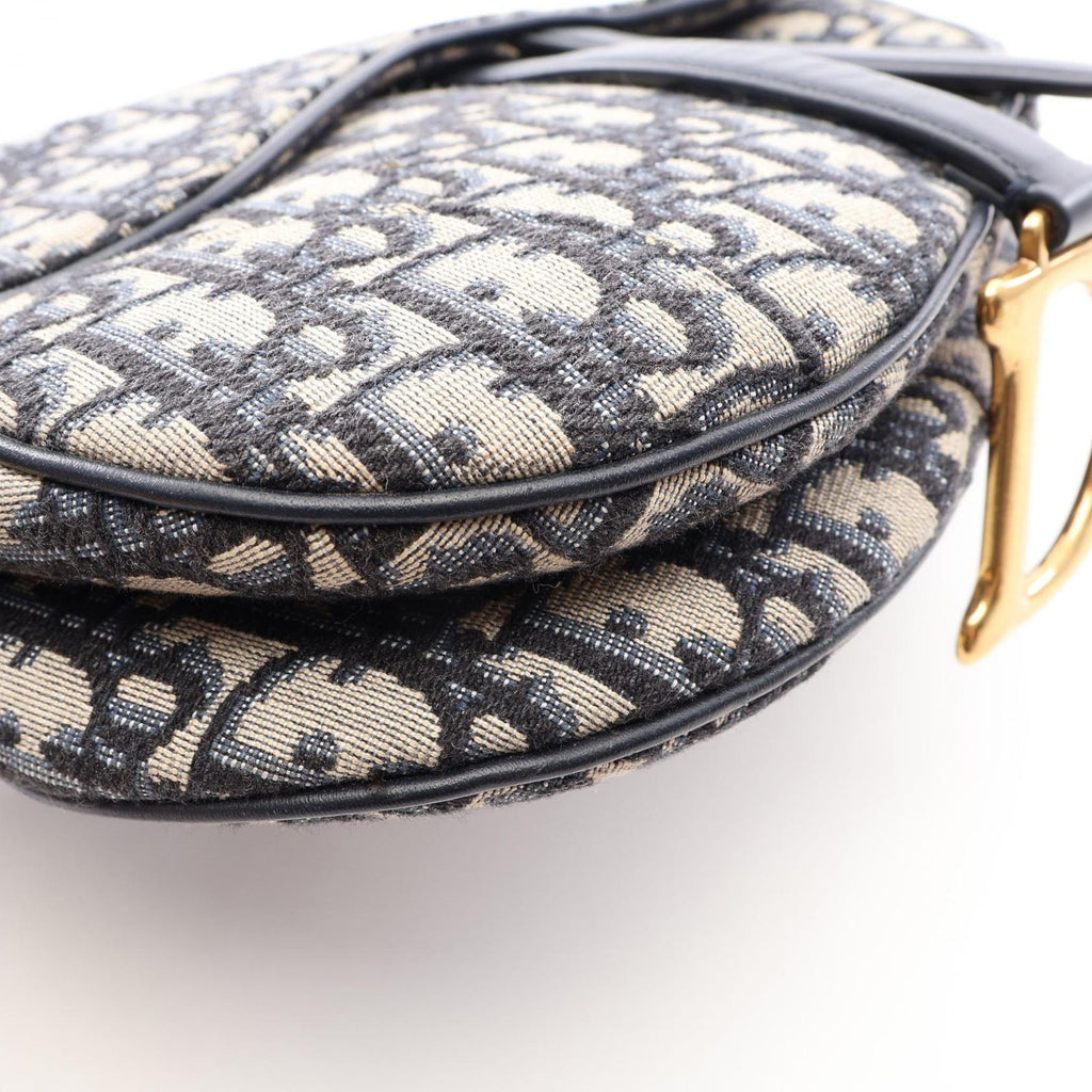 Dior Handbag Saddle Oblique Navy Ivory Canvas Leather — view 7