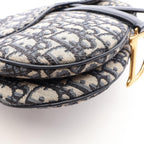 Dior Handbag Saddle Oblique Navy Ivory Canvas Leather — view 7