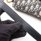 Dior Handbag Saddle Oblique Navy Ivory Canvas Leather — view 8