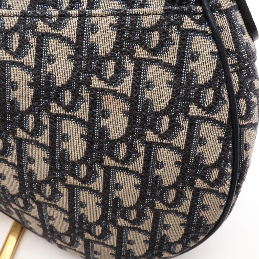 Dior Handbag Saddle Oblique Navy Ivory Canvas Leather — view 6
