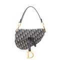 Dior Handbag Saddle Oblique Navy Ivory Canvas Leather