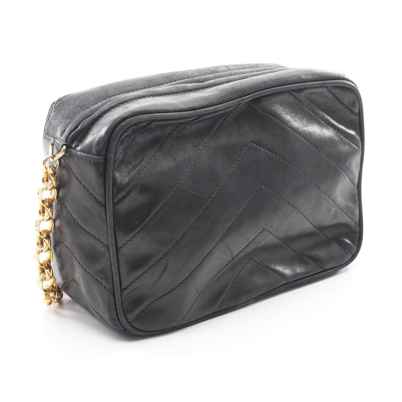 Chanel Shoulder Bag Stitch Blanc Tassel Black Lambskin Fringe Mini Chain — view 2