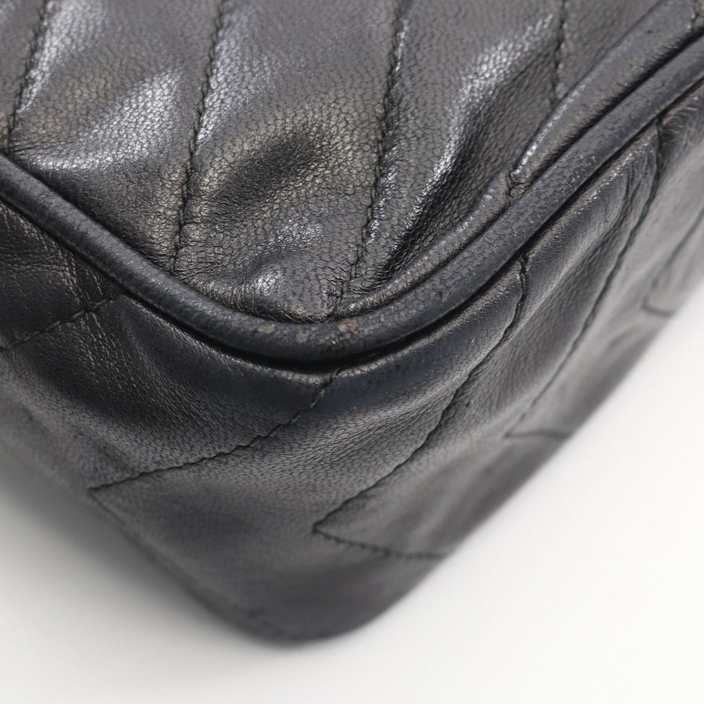 Chanel Shoulder Bag Stitch Blanc Tassel Black Lambskin Fringe Mini Chain — view 7