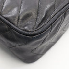 Chanel Shoulder Bag Stitch Blanc Tassel Black Lambskin Fringe Mini Chain — view 7