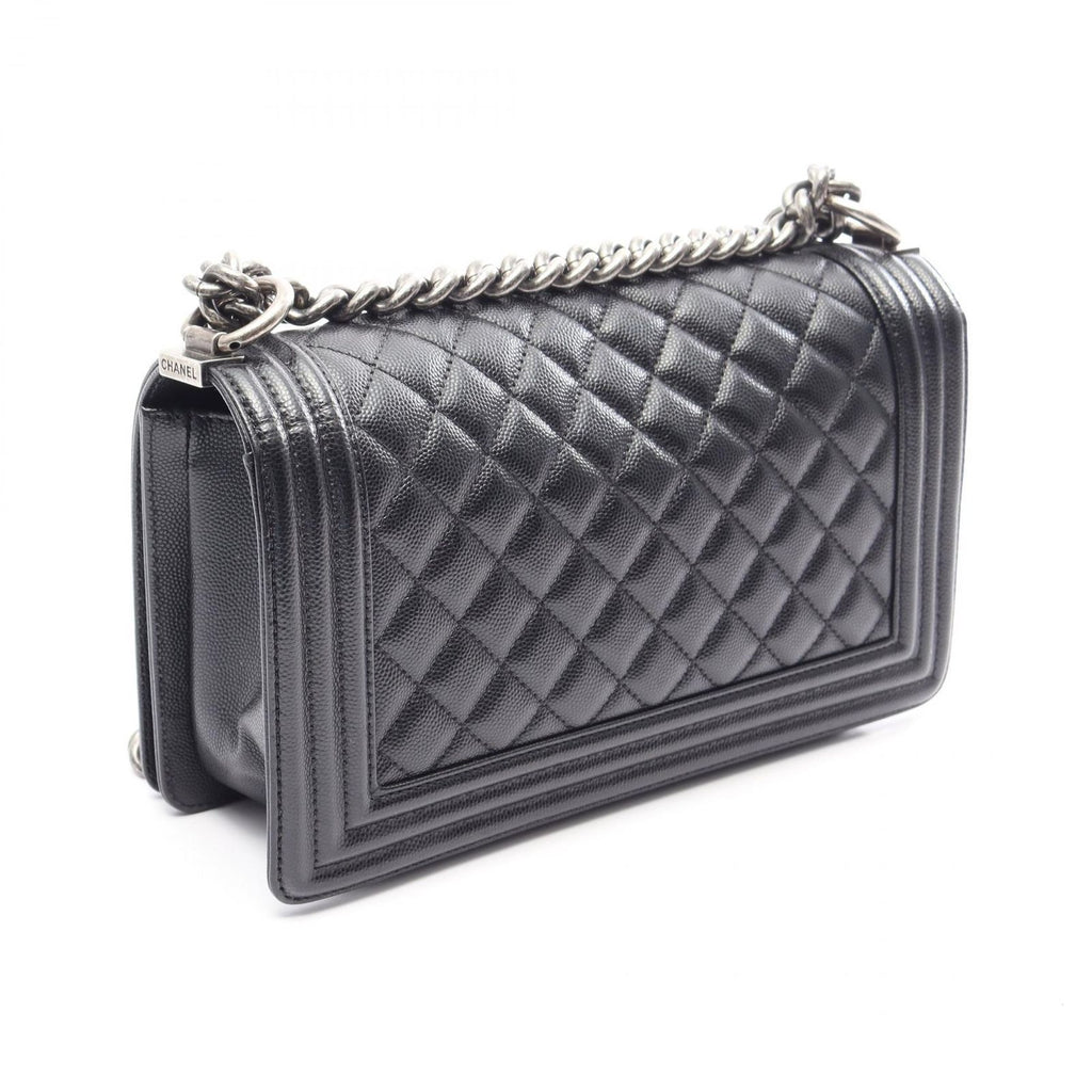 Chanel Shoulder Bag Boy Black Caviar Leather Boy Chain — view 2