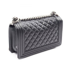 Chanel Shoulder Bag Boy Black Caviar Leather Boy Chain — view 2
