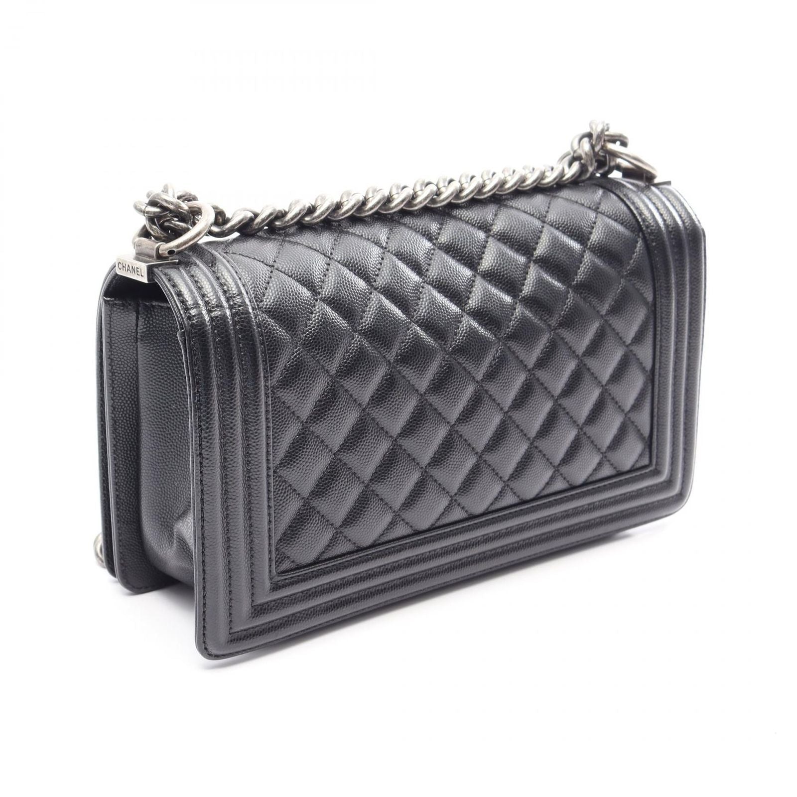 Chanel Shoulder Bag Boy Black Caviar Leather Boy Chain — view 2