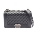 Chanel Shoulder Bag Boy Black Caviar Leather Boy Chain