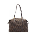 Fendi Tote Zucca Brown Black Canvas Leather