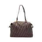 Fendi Tote Zucca Brown Black Canvas Leather