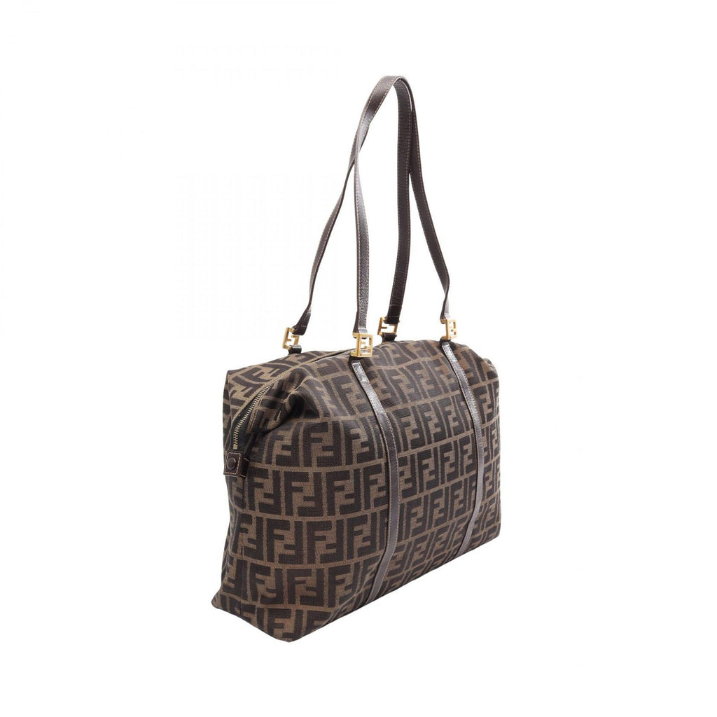 Fendi Tote Zucca Brown Black Canvas Leather — view 2