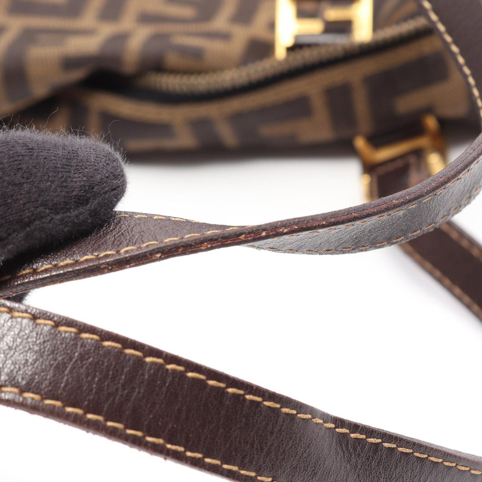 Fendi Tote Zucca Brown Black Canvas Leather — view 8