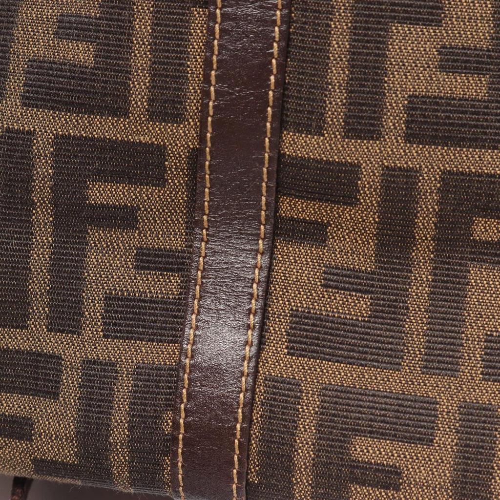 Fendi Tote Zucca Brown Black Canvas Leather — view 6