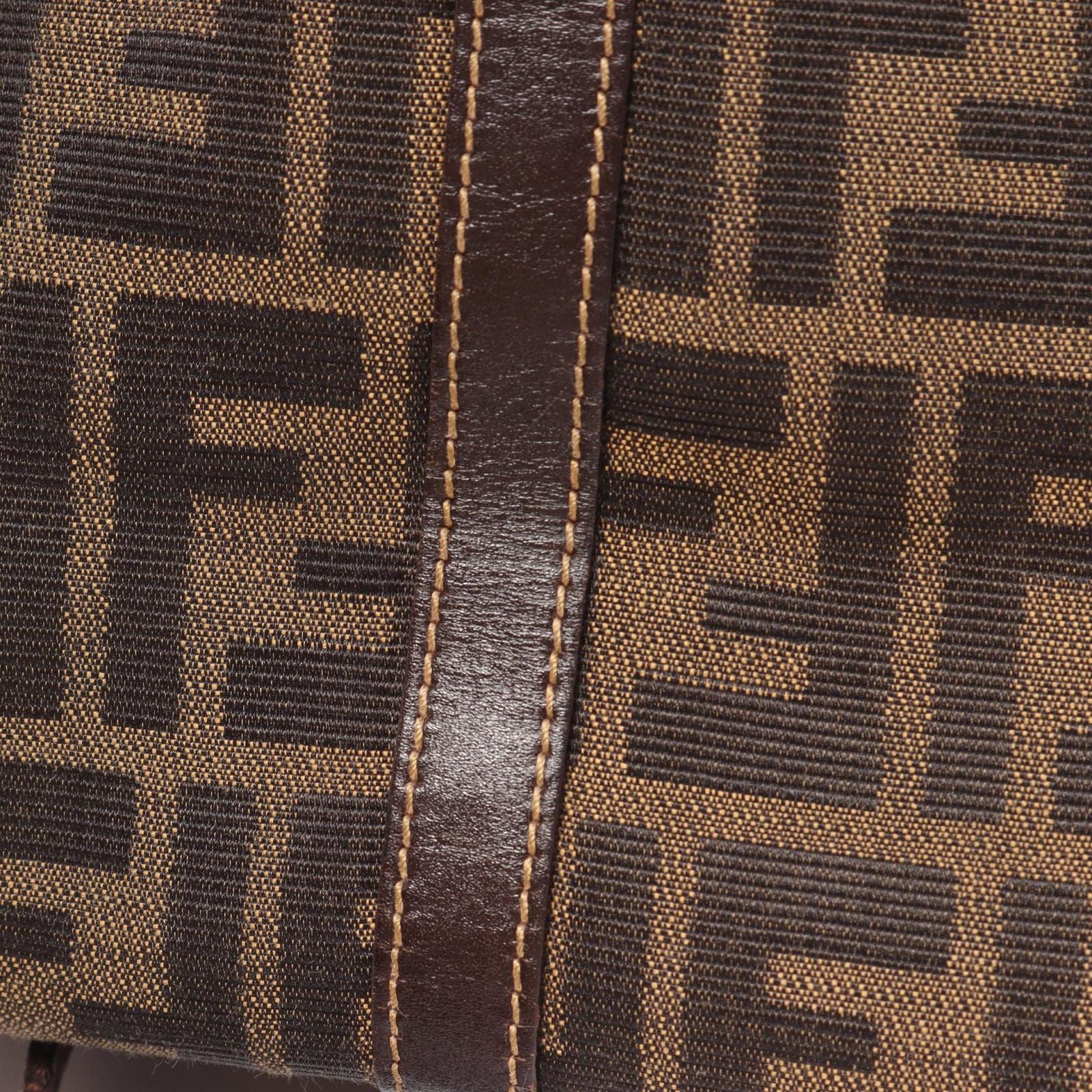 Fendi Tote Zucca Brown Black Canvas Leather — view 6