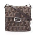 Fendi Shoulder Bag Zucca Brown Canvas Leather