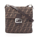 Fendi Shoulder Bag Zucca Brown Canvas Leather