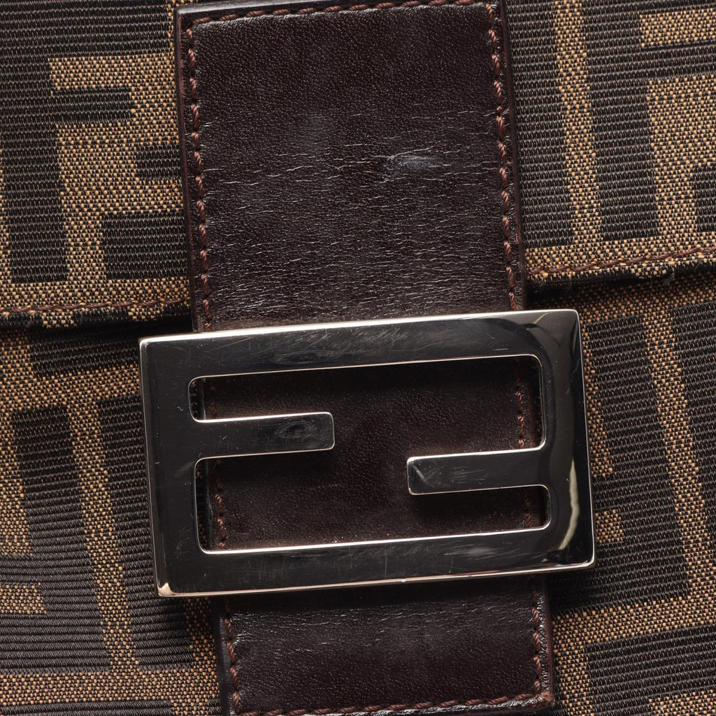 Fendi Shoulder Bag Zucca Brown Canvas Leather — view 9